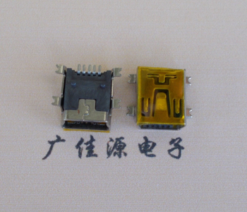嘉兴MINI USB 5P 接口 母座 全贴带麦拉 高9.6带0.9柱子