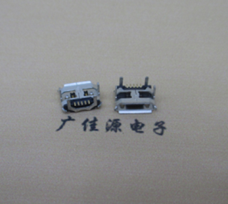 嘉兴Micro usb5p母座 B型口 加长2.0mm牛角 焊接图解