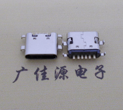 嘉兴简易充电type c6P母座沉板1.6mm接口
