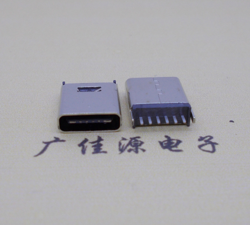 嘉兴直立式插板Type-C6p母座连接器高H=10.0mm