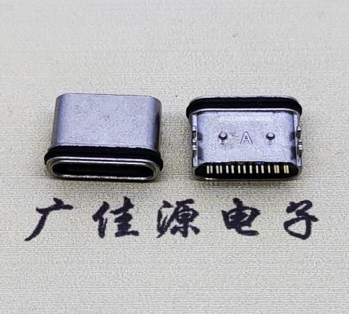 嘉兴板上卧式USB连接器.TYPE-C16P防水母座.四脚插带定位柱